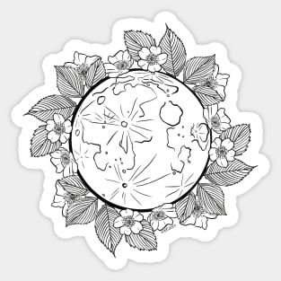 Wild Rose and the full moon Sticker